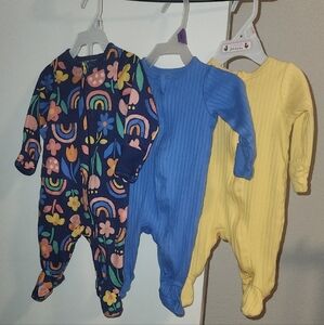 Colorful Baby Sleep And Play Footed Pjs  Set Of 3 *Worn Once*